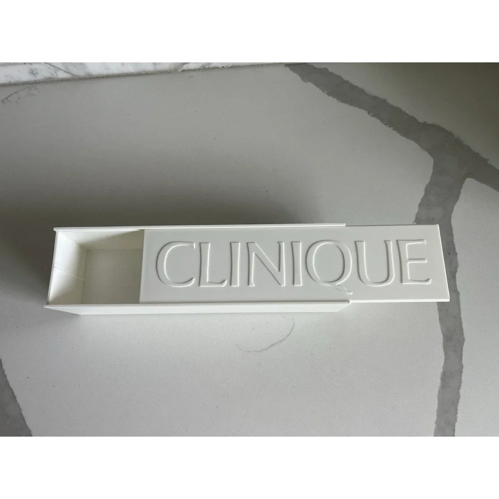 Vintage Clinique White Vanity Makeup Bathroom Storage Box 9